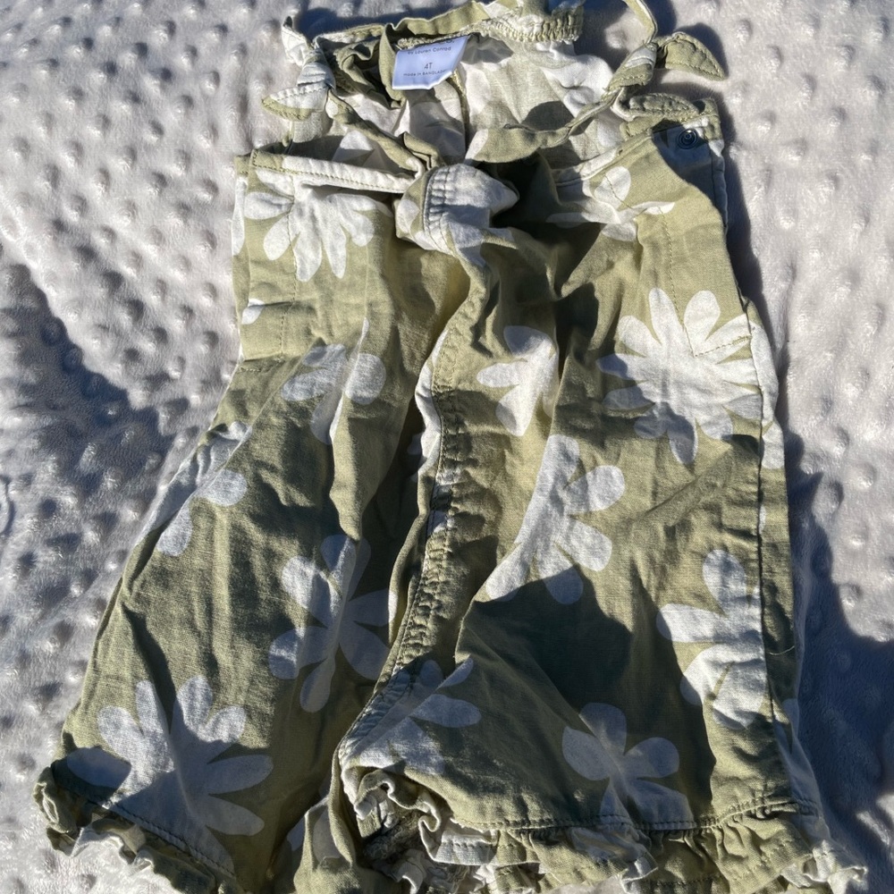 Floral Green Kids Romper